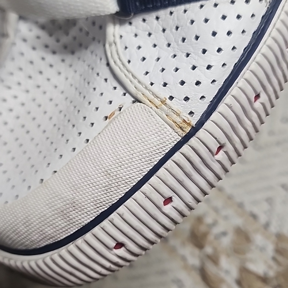 K Swiss Classic Red Blue Stripe White Sneakers Tennis Shoes - Picture 11 of 13